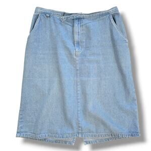 Vintage Blassport Petite High Waisted Denim Jean Midi Skirt 14P